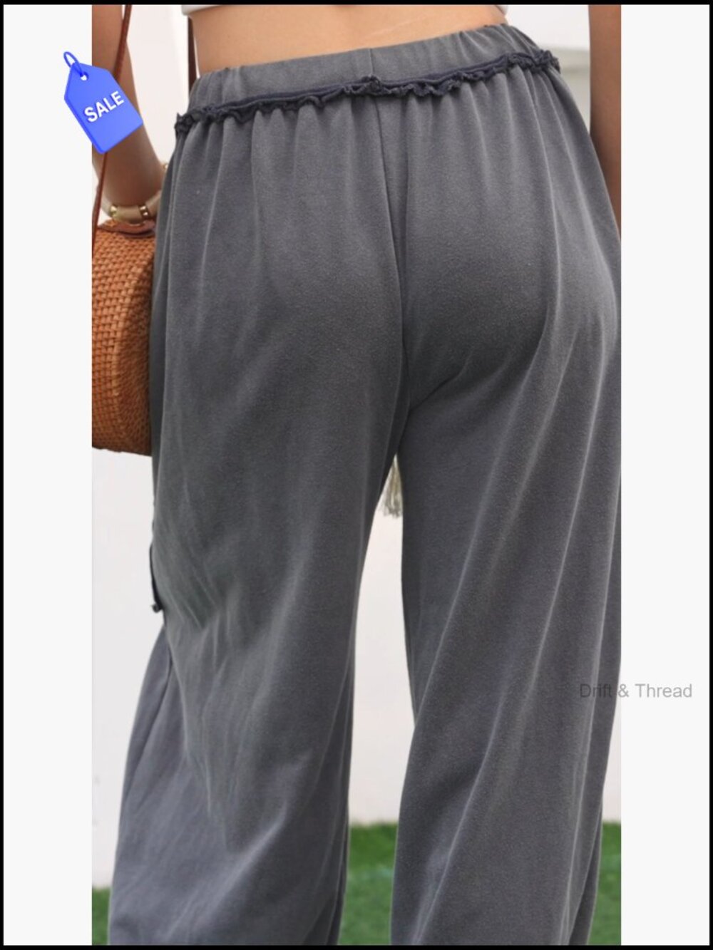 Boho Harem Sweatpants Wide Leg Drawstring Joggers with Pockets - Picture 6 of 6